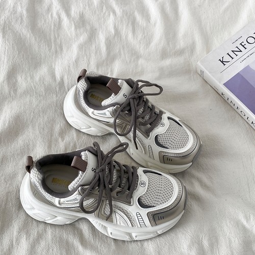 复古香槟色厚底老爹鞋轻便运动鞋