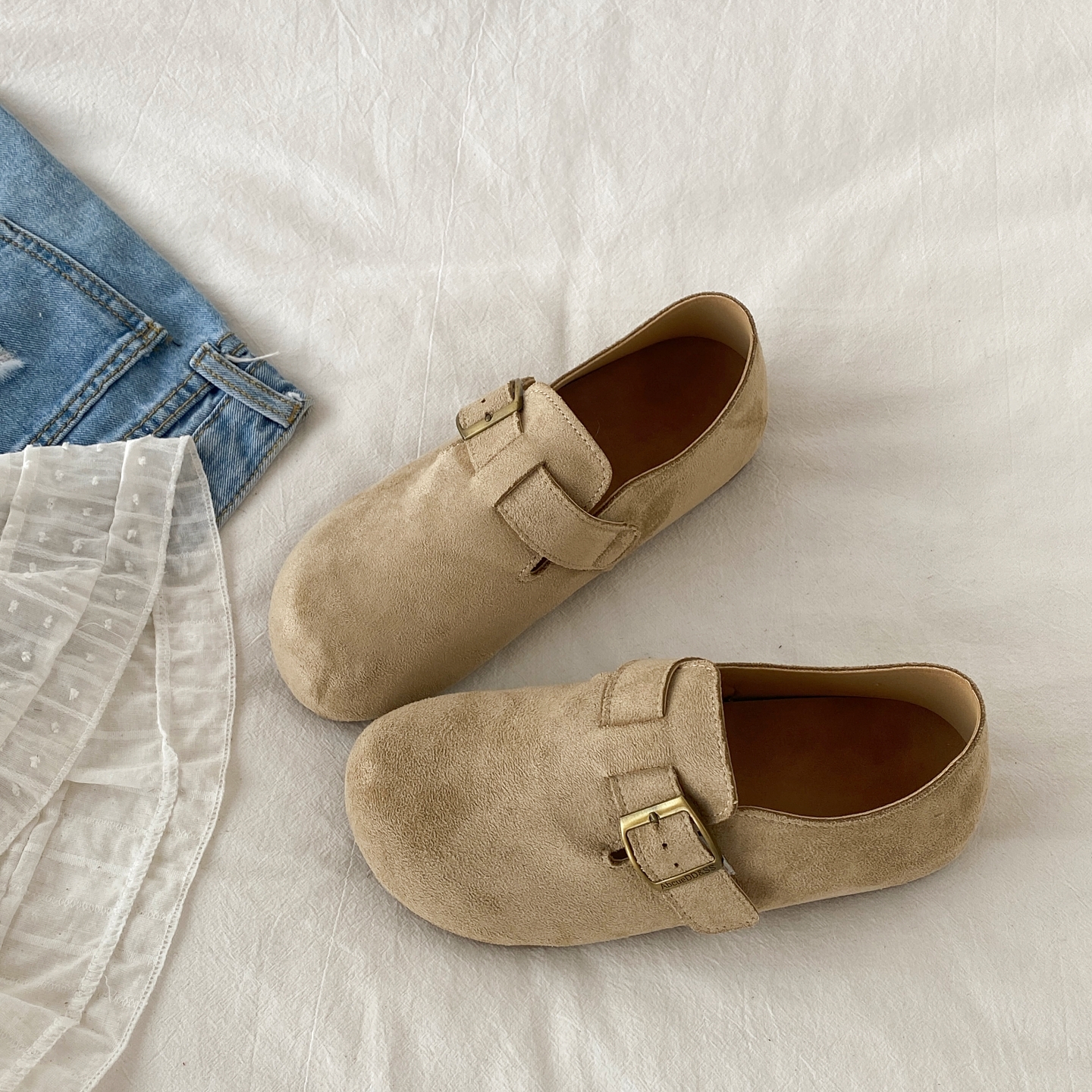 复古百搭全包勃肯鞋平底休闲鞋子