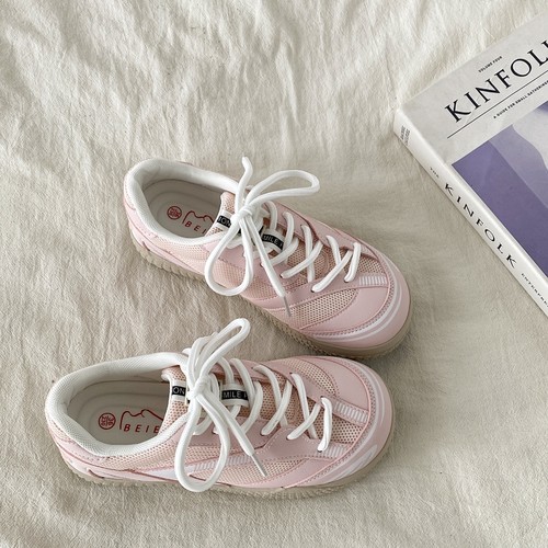 粉色双网透气德训板鞋小众网鞋子