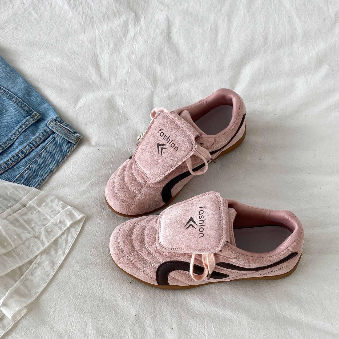 喜叔粉色小众德训鞋女2026春季新款复古平底阿甘鞋韩系休闲运动鞋,女鞋,德训鞋,淘宝优惠券,粉丝福利购,淘宝优惠卷