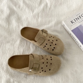 透气凉拖鞋 喜叔夏季 女2025新款 厚底外穿包头半拖鞋 爆款 勃肯洞洞鞋