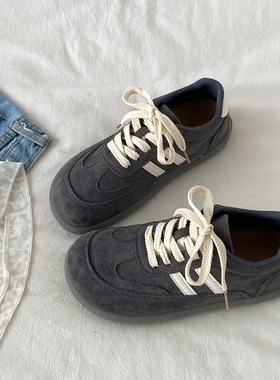 喜叔美式复古灰色德训鞋女款2025新款春秋百搭阿甘板鞋休闲运动鞋