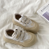 百搭丑萌魔术贴大头面包鞋 喜叔小众擦色厚底增高板鞋 女春2025新款