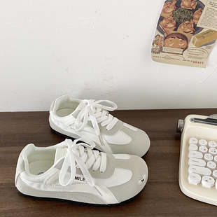 喜叔 夏季轻薄透气德训鞋子女款百搭软底小白鞋ins潮休闲运动板鞋