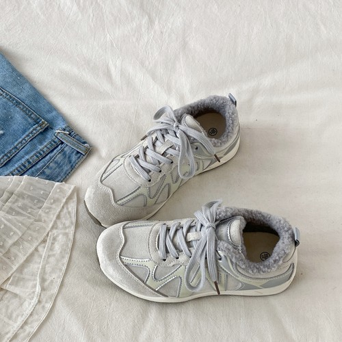 复古灰色加绒运动鞋休闲德训鞋子