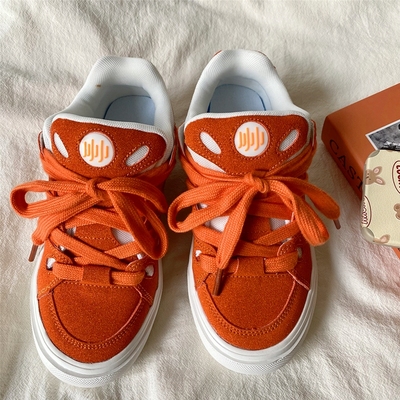 橘子汽水面包鞋低帮翻毛皮滑板鞋