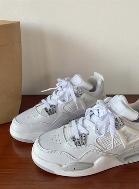 喜叔 白色厚底运动鞋女ins潮百搭春秋气垫跑步鞋韩版街拍老爹鞋子