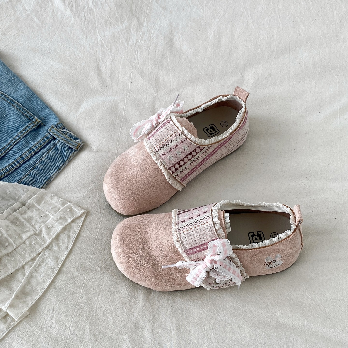 喜叔粉色费尔岛勃肯鞋女春2026新款内增高蝴蝶结单鞋一脚蹬穆勒鞋,女鞋,勃肯鞋/软木鞋,淘宝优惠券,粉丝福利购,淘宝优惠卷