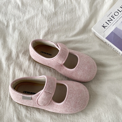 粉色厚底玛丽珍单鞋软底勃肯鞋子