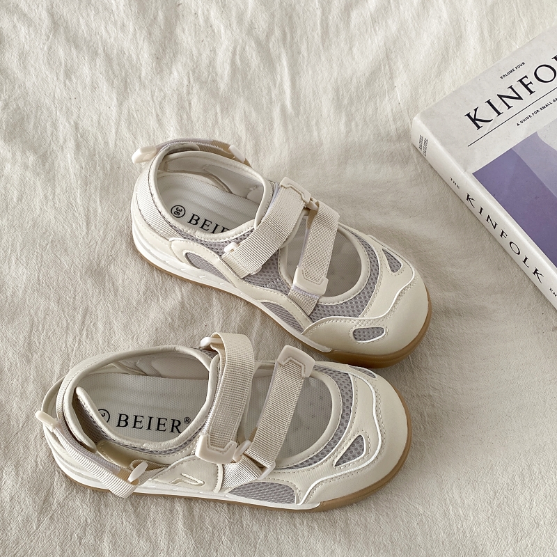 丑萌厚底包头罗马凉鞋魔术贴板鞋