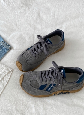 喜叔复古灰蓝色厚底德训鞋女2026春季新款阿甘鞋百搭运动休闲跑鞋