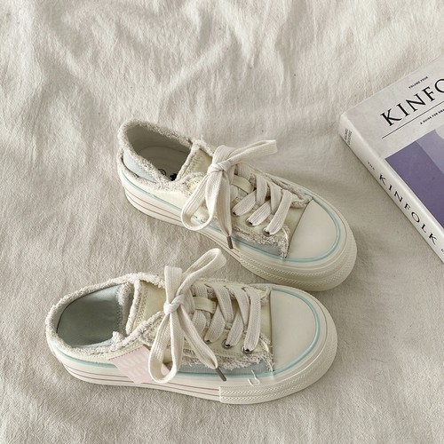 可踩脚两穿厚底帆布鞋一脚蹬鞋子