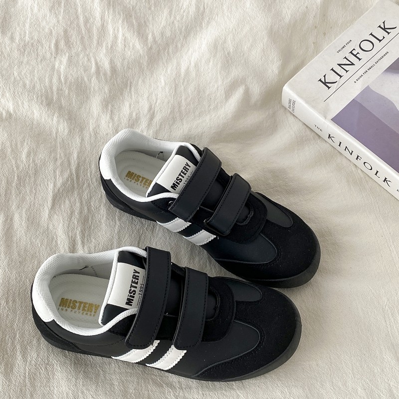 喜叔 黑色魔术贴德训鞋女款春秋百搭平底泡芙板鞋运动休闲阿甘鞋,女鞋,德训鞋,淘宝优惠券,粉丝福利购,淘宝优惠卷