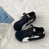 喜叔加绒保暖黑色德训鞋 运动休闲二棉鞋 女2025新款 秋冬复古阿甘鞋