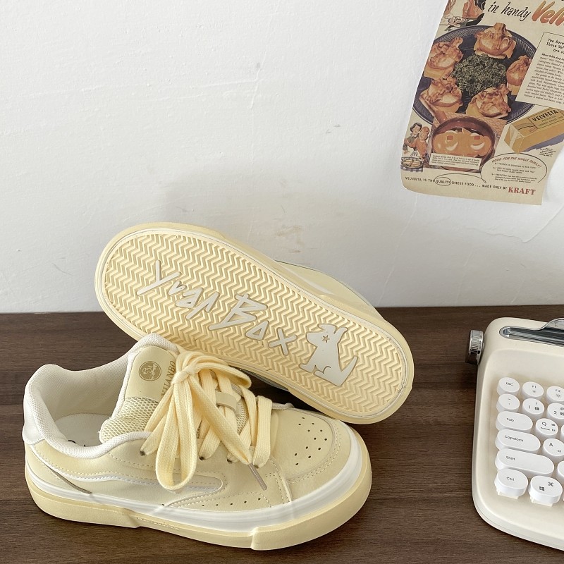 喜叔小众chic黄色板鞋女2025新款春季百搭厚底面包鞋子休闲运动鞋,女鞋,休闲板鞋,淘宝优惠券,粉丝福利购,淘宝优惠卷