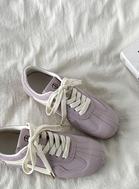 喜叔小众紫色德训鞋女2025新款秋季百搭多巴胺运动休闲鞋阿甘板鞋