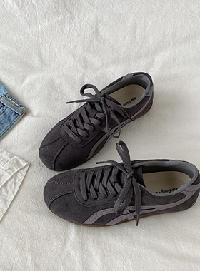 喜叔 复古小众灰色德训鞋女款ins潮薄底赛车鞋韩版休闲运动阿甘鞋