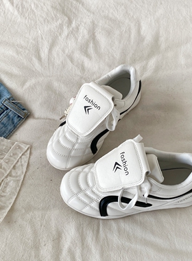 喜叔 复古白色小众德训鞋女ins潮厚底休闲运动小白鞋厚底阿甘鞋子