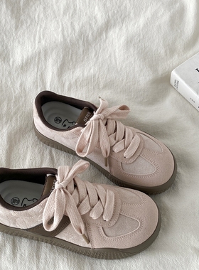 喜叔小众肉粉色德训鞋女2025秋季新款丑萌大头板鞋厚底运动休闲鞋