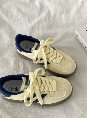 喜叔爆款黄色德训鞋女2025新款夏季百搭小众阿甘板鞋运动休闲鞋子