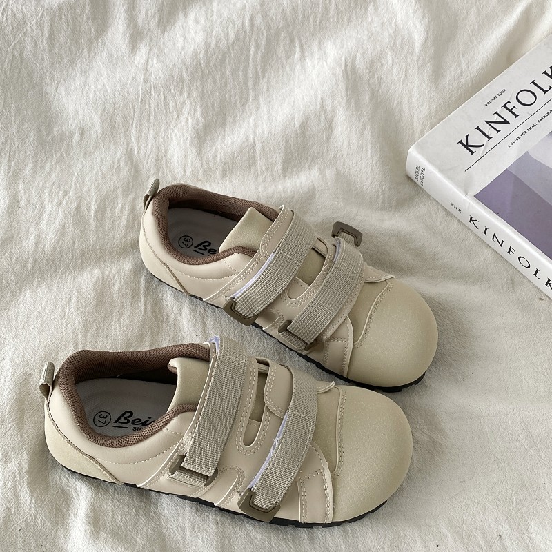 喜叔丑萌奶茶色魔术贴板鞋女款小众平底泡芙德训鞋休闲阿甘运动鞋,女鞋,时尚休闲鞋,淘宝优惠券,粉丝福利购,淘宝优惠卷