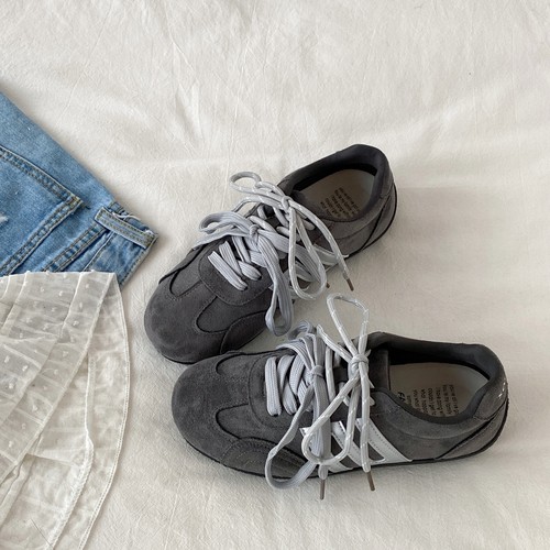 小众双鞋带德训鞋复古平底赛车鞋