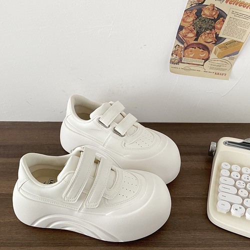 5cm厚底魔术贴小白鞋小个子板鞋