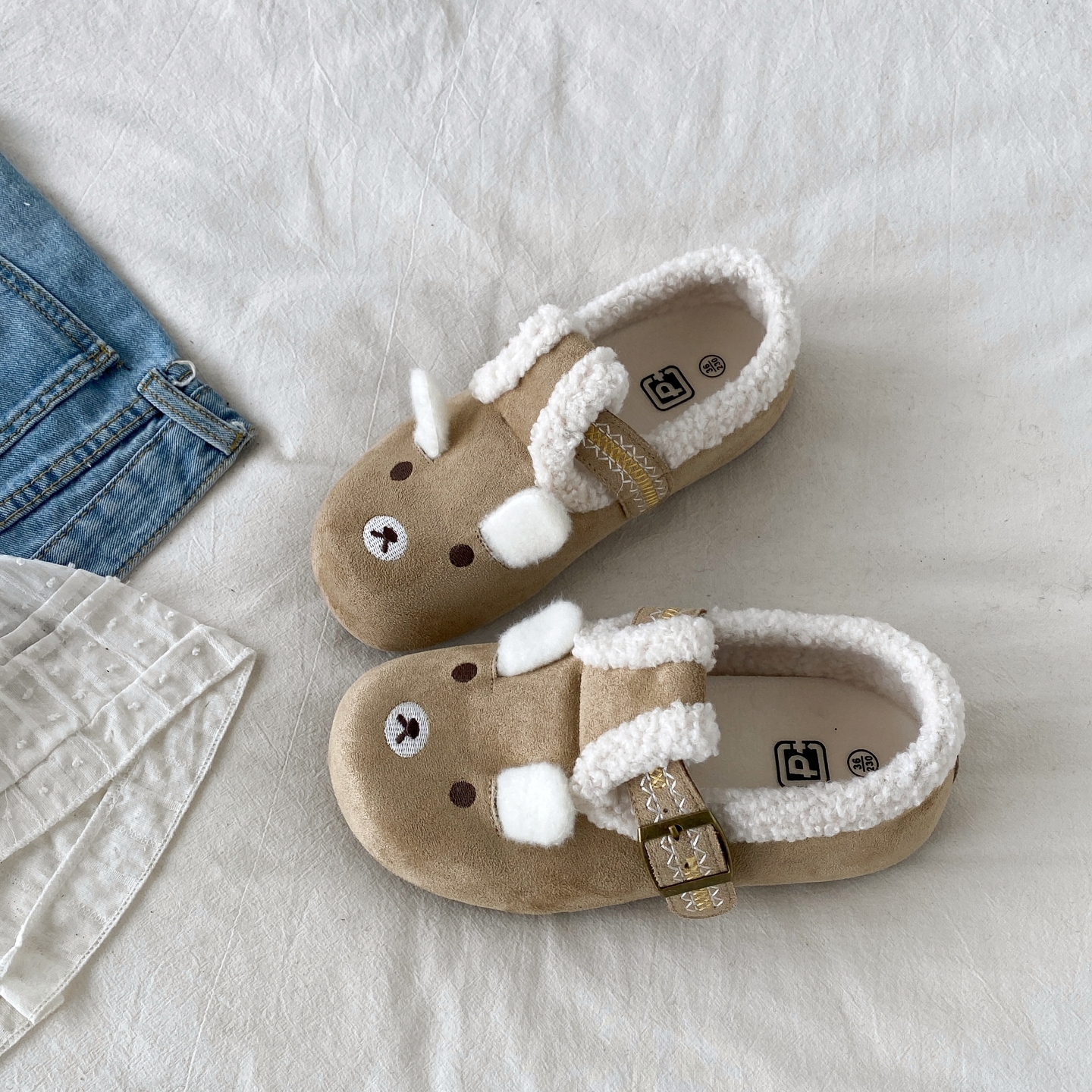 爆款加绒小熊勃肯鞋外穿毛毛棉鞋