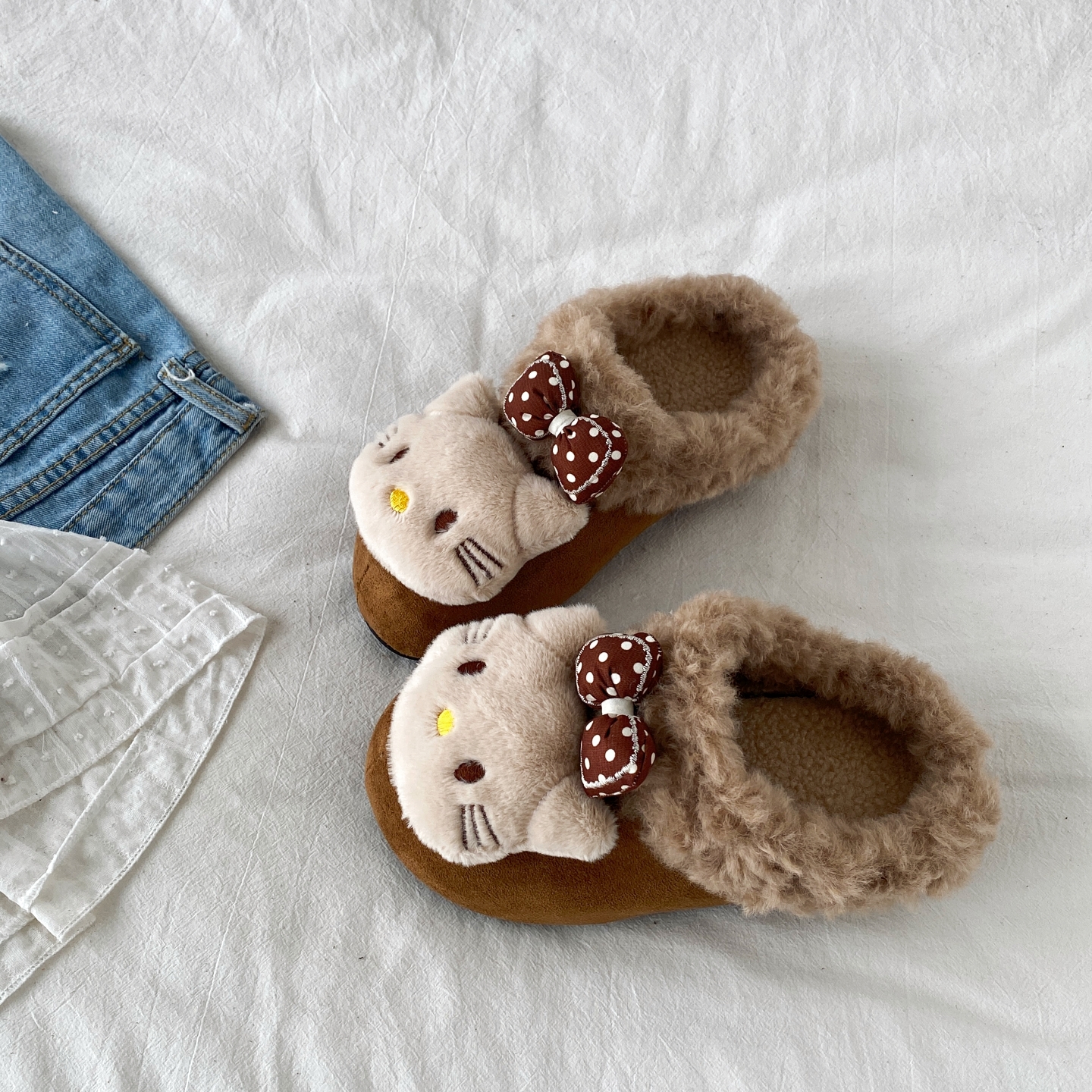 HelloKitty加绒包头半拖鞋棉拖鞋