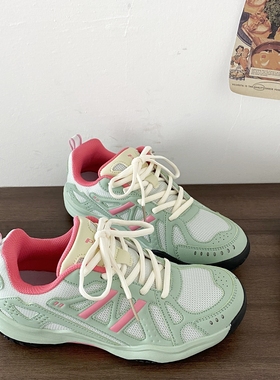 喜叔薄荷绿羽毛球运动鞋女2025秋季新款透气轻便乒乓球训练鞋跑鞋