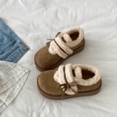 喜叔蝴蝶结毛毛鞋 外穿厚底雪地靴 加绒保暖勃肯棉鞋 女2025新款 冬季