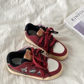 小众厚底红酒星星板鞋 女春夏2024新款 面包鞋 喜叔 运动休闲小白鞋