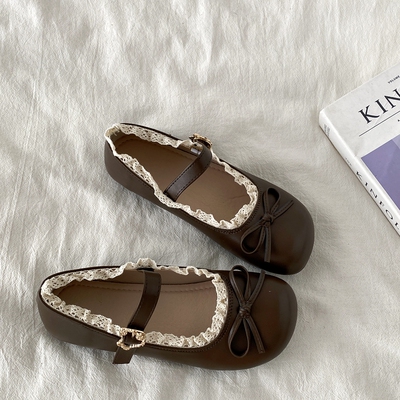 爆款蕾丝花边小皮鞋平底浅口单鞋