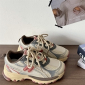 ins潮厚底老爹鞋 喜叔 子 新款 跑步鞋 复古网面运动休闲鞋 女2024春季