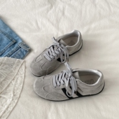 女款 复古休闲运动鞋 2025新款 喜叔灰色德训鞋 秋季 薄底赛车鞋 阿甘鞋