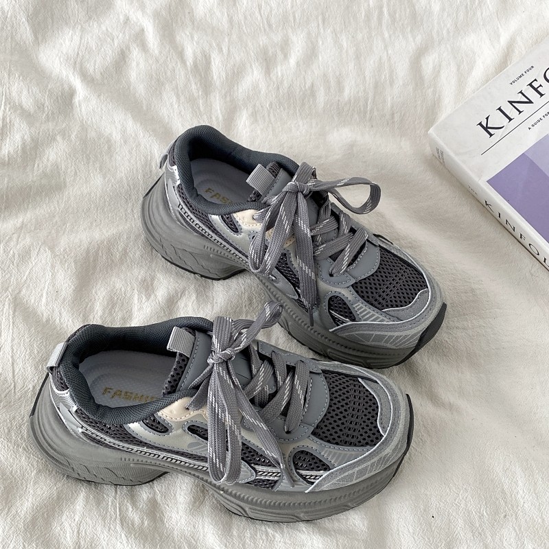 喜叔 复古小众银灰色运动休闲鞋女2025春季新款厚底老爹鞋跑步鞋,女鞋,时尚休闲鞋,淘宝优惠券,粉丝福利购,淘宝优惠卷