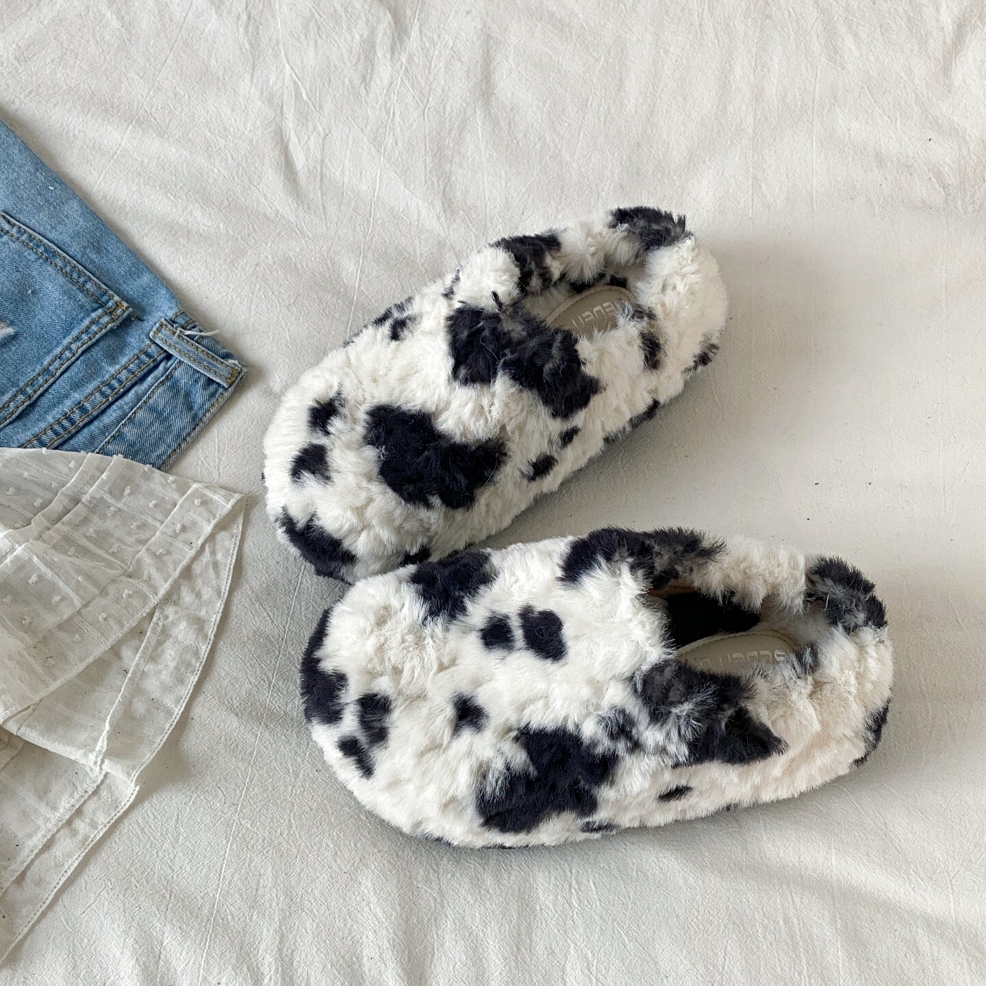 喜叔复古厚底奶牛毛毛拖鞋女外穿冬季保暖加绒包头半拖鞋防滑棉拖,女鞋,毛毛鞋,淘宝优惠券,粉丝福利购,淘宝优惠卷