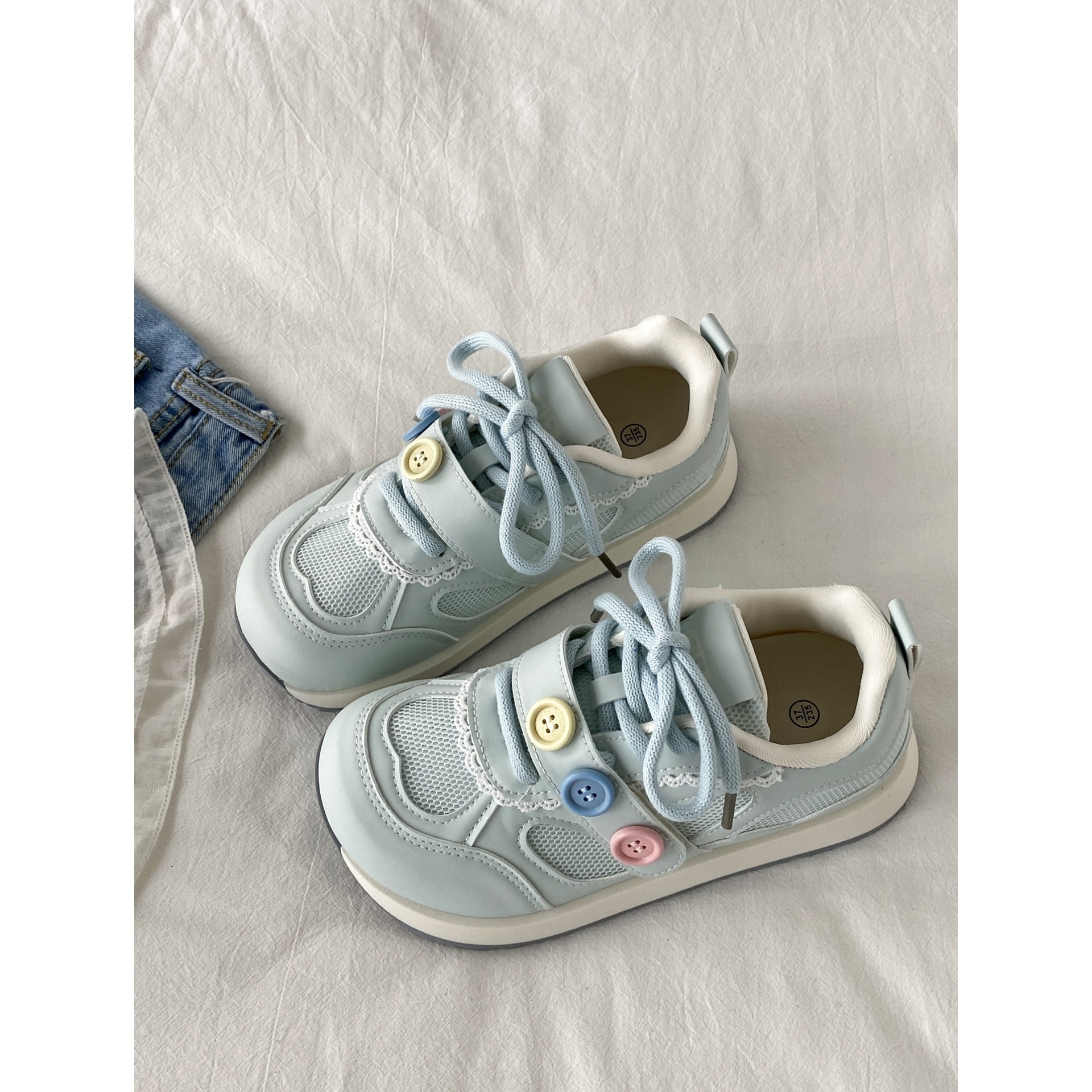 喜叔 小众设计感网鞋女款夏季透气薄款板鞋配裙子网面休闲运动鞋,女鞋,网面鞋,淘宝优惠券,粉丝福利购,淘宝优惠卷