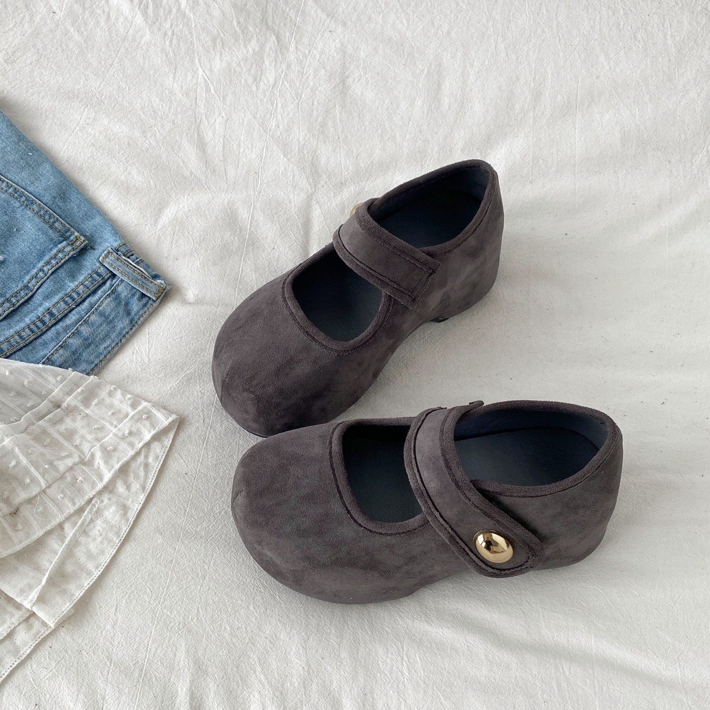 喜叔 灰色粗跟厚底玛丽珍鞋女春秋百搭小个子增高勃肯鞋浅口单鞋,女鞋,玛丽珍鞋,淘宝优惠券,粉丝福利购,淘宝优惠卷