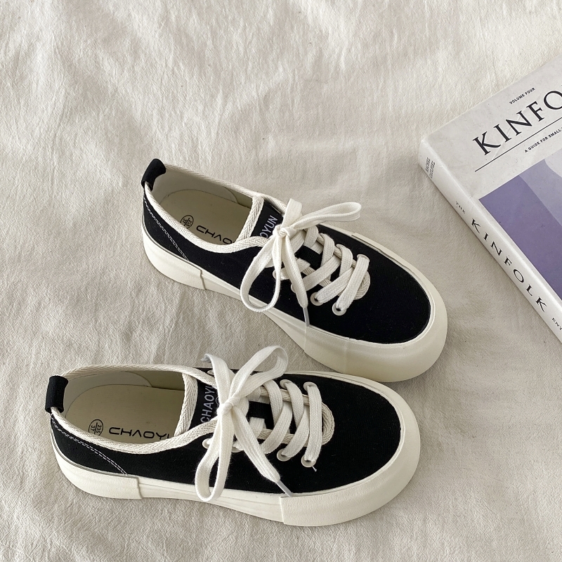 丑萌厚底帆布鞋夏季百搭圆头板鞋