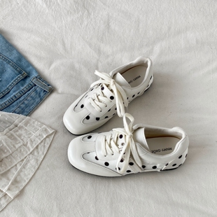 配裙子休闲运动鞋 喜叔 ins潮芭蕾风小白鞋 女款 白色小众波点德训鞋