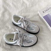 休闲运动鞋 喜叔 夏季 透气百搭板鞋 小众银色芭蕾德训鞋 女2025新款