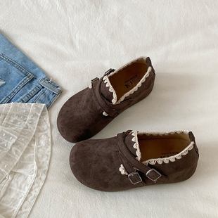 喜叔爆款棕色复古全包勃肯鞋女款2025新款秋季内增高厚底博肯单鞋