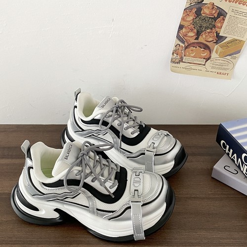 明星同款银色绑带老爹鞋男女同款