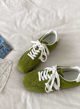 喜叔 复古小众绿色德训鞋女款ins潮百搭阿甘鞋韩系休闲运动板鞋子