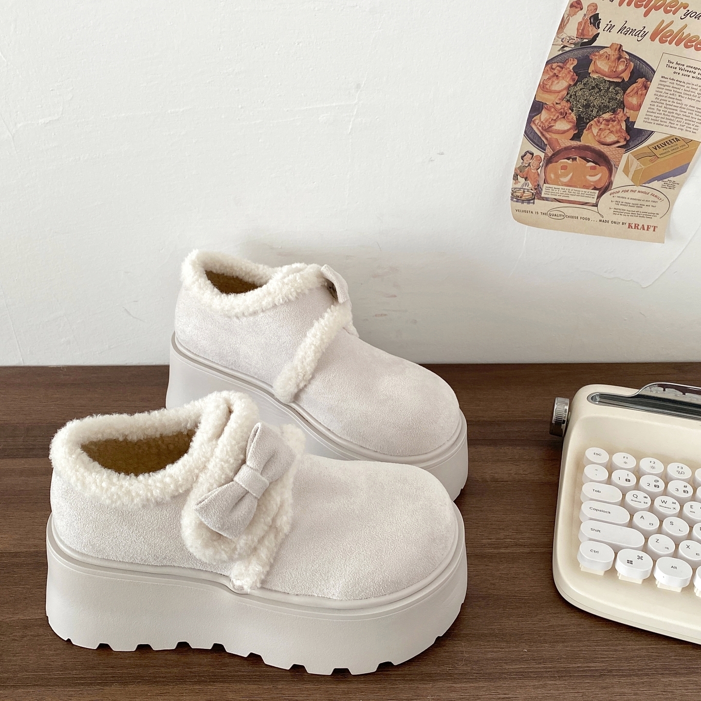 厚底增高加绒勃肯鞋毛毛乐福棉鞋
