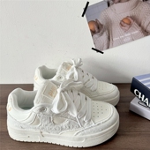 喜叔 子 学生运动滑板鞋 小众破坏风厚底小白鞋 国潮男女百搭面包鞋