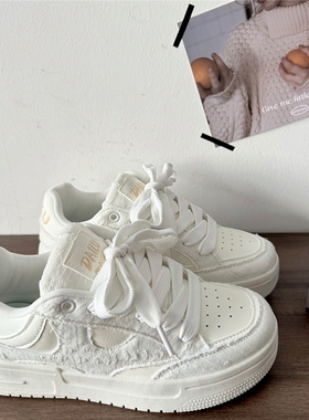 喜叔 小众破坏风厚底小白鞋国潮男女百搭面包鞋学生运动滑板鞋子