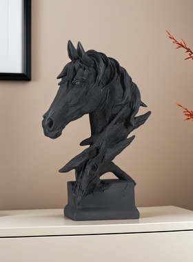 时代印象树脂招财轻奢马头摆件