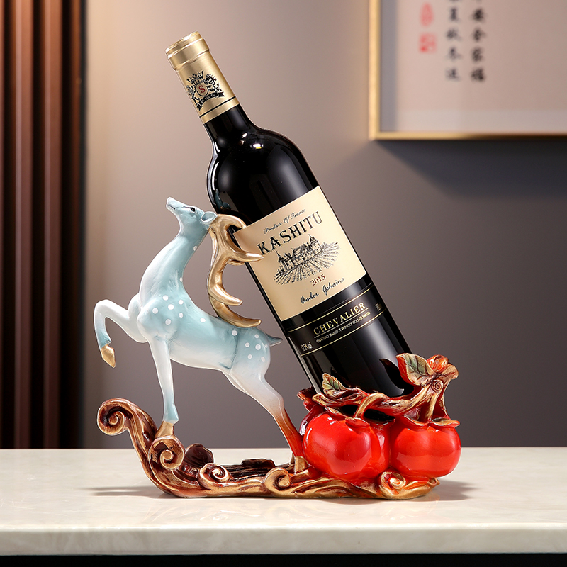 创意实用新中式一路顺柿红酒架葡萄酒架子洋酒收纳摆件家居饰品